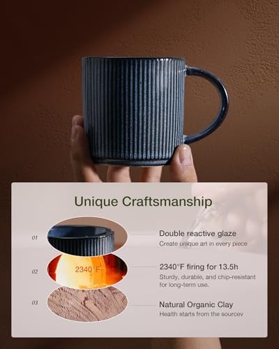 famiware Coffee Mug Set of 8, Star 12 oz Ceramic Mugs Cups Set with Handle - Image 6