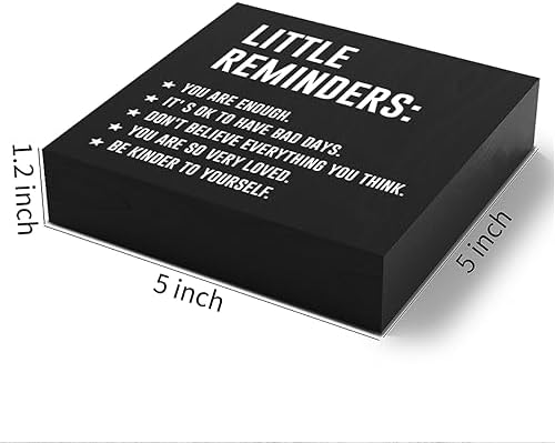 Inspirational Mental Health Gifts Home Office Decor Black Wooden Box Sign for Living Room Dorm College Shelf Bedroom Counter Tabletop Desk Decor Encouragement Gifts Wood Sign - Image 2