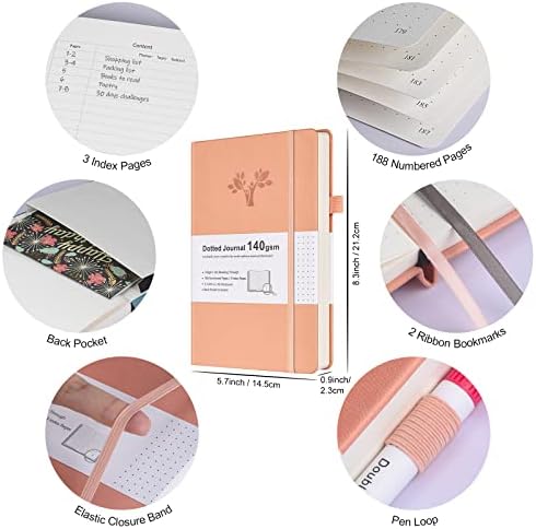 Bullet Dotted Journal Kit, 140gsm Dot Grid Notebook with 188 Numbered Pages - Image 2