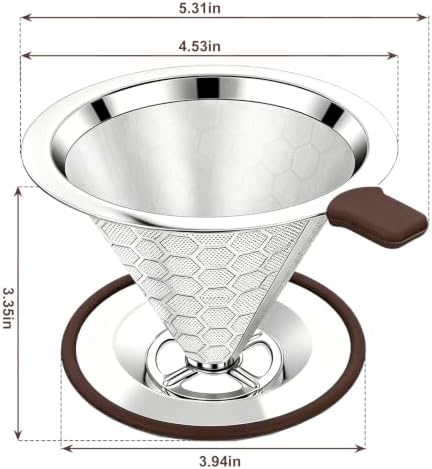 Pour Over Coffee Maker Dripper 600 Mesh Reusable Coffee Filter - Image 2