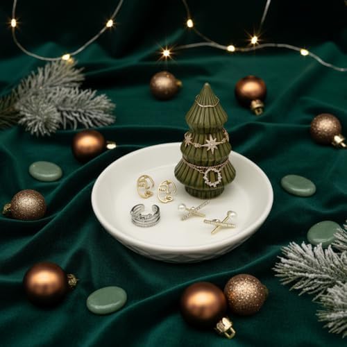 Ceramic Christmas Plates & Jewelry Holder, Moss Green - Image 5