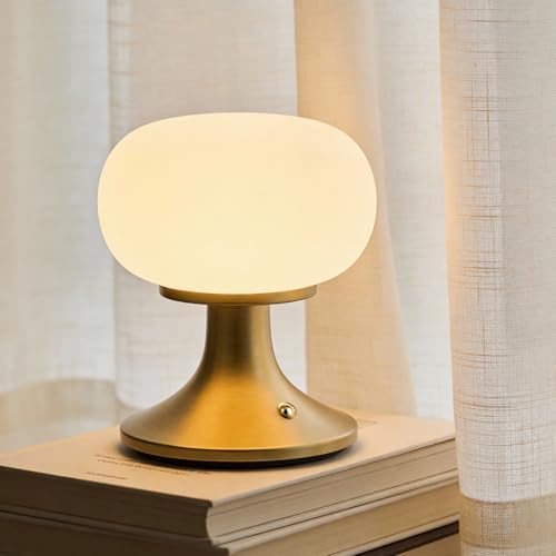 Cordless Mushroom Table Lamp - Stepless Dimming - 2700K Warm Light - Gold by Meoralighting