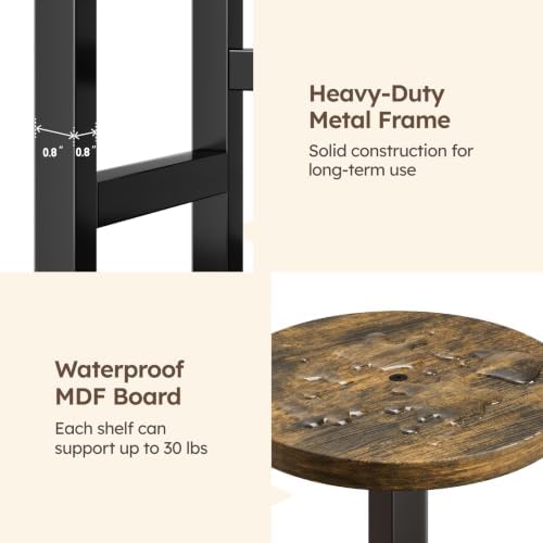 Homsorout Round Plant Stand Indoor with Grow Light, 5-Tiered Tall Plant Stand Indoor, Metal Plant Shelf with Adjustable Light, Ideal for Living Room, Garden, Patio (Black Brown) - Image 5
