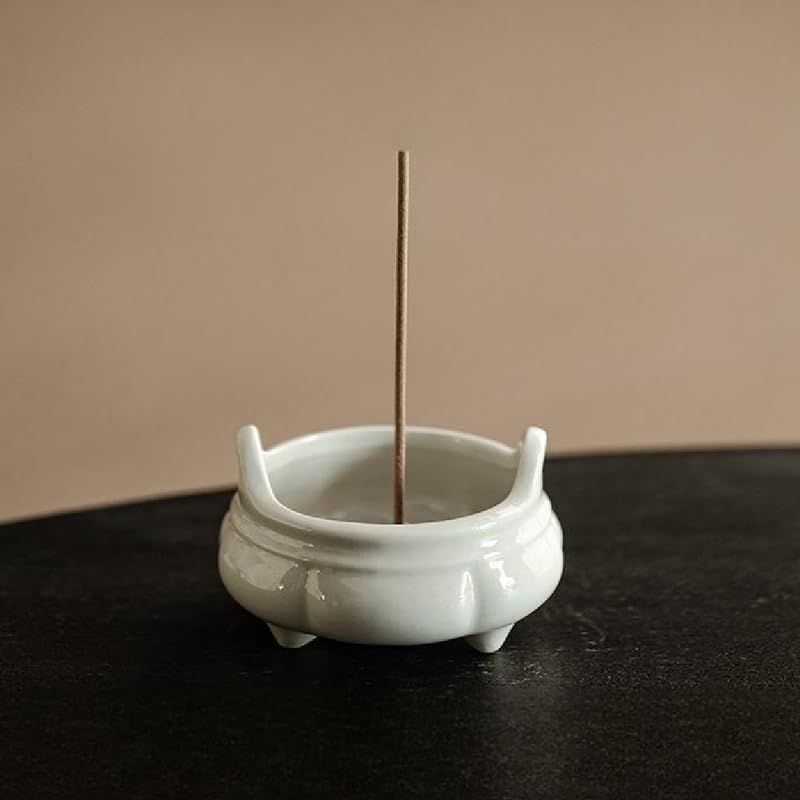 Incense Holder Modern Minimalist Circular Incense Stick Burner for Cones or Sticks for Yoga & Meditation, Enhance Atmosphere,Ceramic Ash Catcher White-1 by Warmself