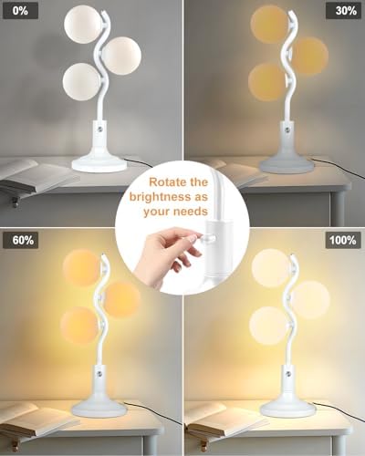 Lightdot Mid Century Globe Table Lamp Dimmable Modern White Desk Lamp - Image 3