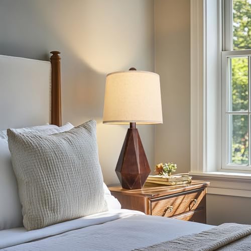 PoKat 20.25" Farmhouse Table Lamps Set of 2 for Night Stands, Vintage Bedside Lamps for Bedroom Living Room, Modern Bedroom Lamps for End Table, Suitable for Small Place, Antique Brown - Image 6