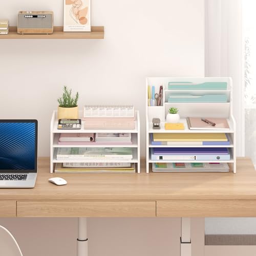 Bamboo File Organizer for Desk, Desktop Paper Tray and Mail Holder - Image 3