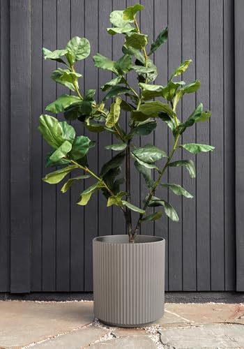 Veradek Mason Series Demi Planter - Large Round Planter for Indoor or Outdoor Patio/Balcony | Made from Plastic & Concrete with Drainage Holes | Modern Décor for Flowers, Trees, Tall Plants - Image 4