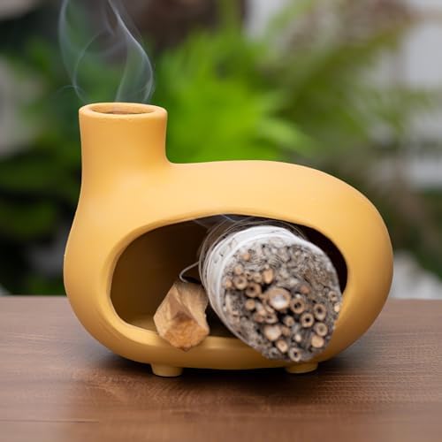 Matte Clay Palo Santo Chimney Burner Holder for Witchcraft & Altar Supplies by MOUGIGI