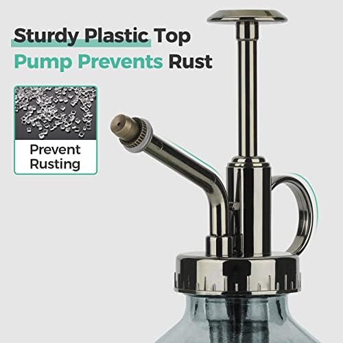 T4U Glass Plant Mister 200ML, Vintage Spray Bottle with Top Pump Fine Mist Garden Flower Sprayer Small Decorative Spritzer Watering Can Gift for Indoor Outdoor Succulent House Plant (Grey) - Image 2