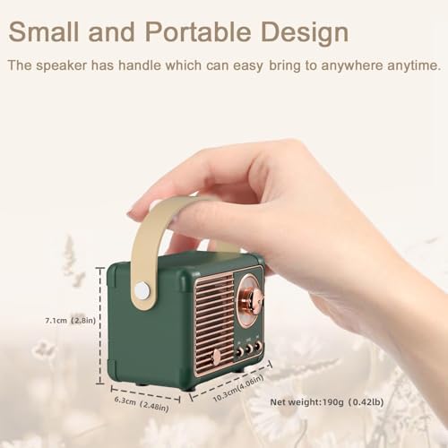 Retro Bluetooth Speaker Vintage Decor Mini Portable Wireless Speaker Green - Image 2