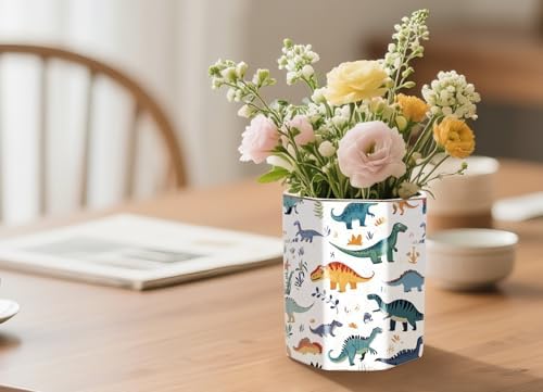 Cute Pen Holder, Pencil Cup for Desk, Desk Organizer, Durable Ceramic Decorative Makeup Brush Desktop Accessories, Stylish Stationery for Office, Home, Cute Dinosaur Pattern - Image 6