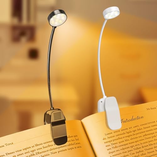 KTEBO 2 Pack Rechargeable Book Light Clip-On Reading Light for Books in Bed by KTEBO
