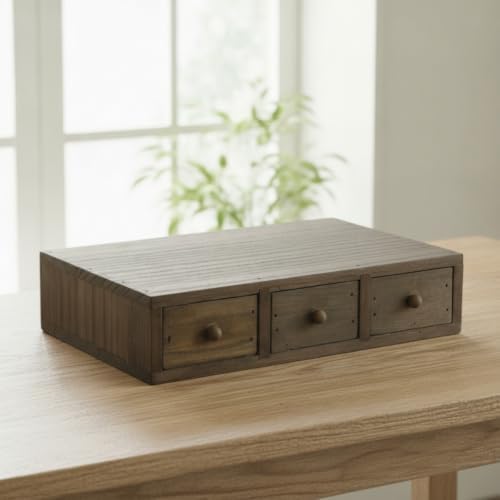 Desktop Organizer Minimalist Wooden Desk Organizer Functional Wooden Stand for Study, One-drawer - Image 4