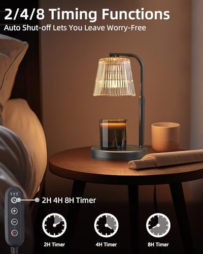 Candle Warmer Lamp with Timer Dimmable - Adjustable Electric Wax Melt Warmer Scented Large Jar Candles Lights, House Warming Birthday Gifts for Women, Glass Vintage New Home Living Room Decor, Dark - Image 2