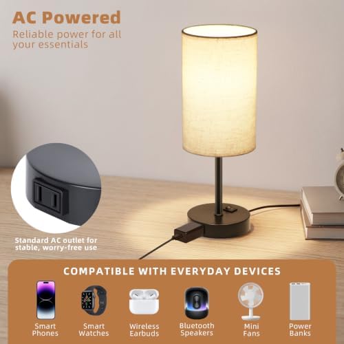 ZJOJO Table Lamp Set of 2, 13.8" Bedside Small Lamp for Bedroom Nightstand - Image 5