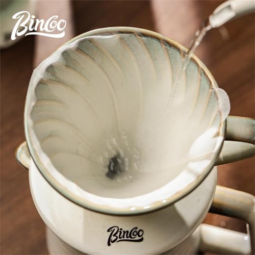 Bincoo Pour Over Coffee Maker&Dripper, Style Cone Filter + 450ml Ceramic Coffee Server, Manual Coffee Brewer Set, Reusable Coffee Filter Holder, Great Gift for Coffee Enthusiasts(Green) - Image 6