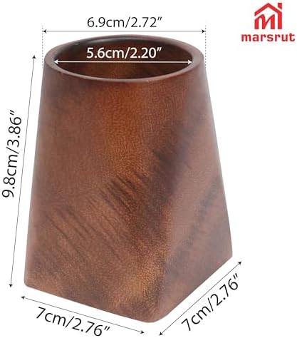 Wooden Pencil Holder, Walnut Wood Pen Cup, Desk Accessories, 4 Inch Organizer Caddy Stand, Vintage Rustic Box for Desktop, Men Supplies, Makeup Brushes, Stationery, Offices Decoration (Dark Brown) - Image 2