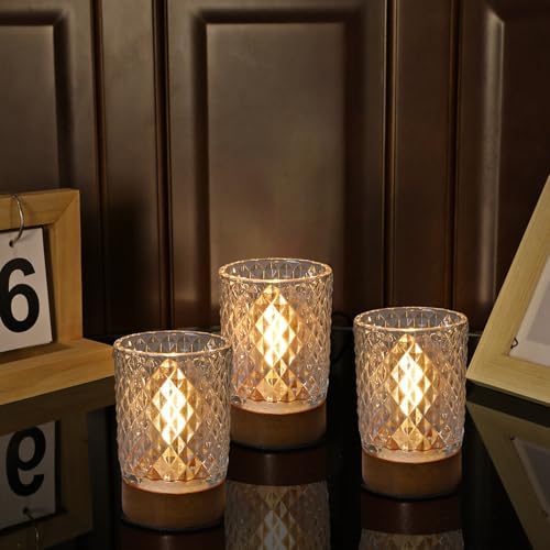 Battery Operated Night Light with Timer, Aesthetic Cordless Battery Powered Decorative Glass Lamp,Small Cozy Nightlight for Dorm,Mini Lamps for Nightstand,Bathroom,Bedroom,Children's Room,Warm - Image 6
