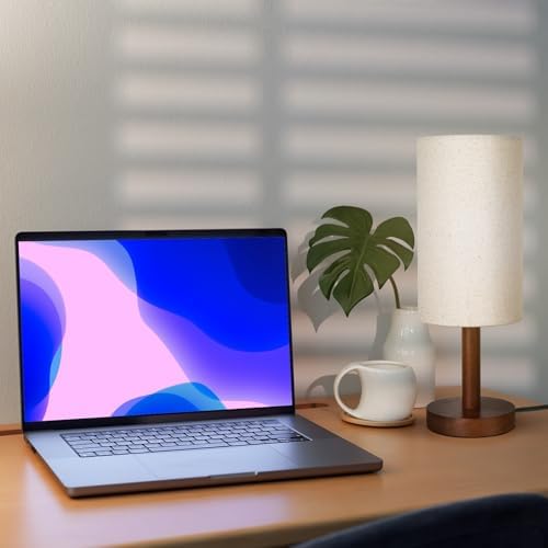 LALISU Small Table Lamp，Nightstand Lamp Wood Base Bedside Lamp Plug in - Image 2