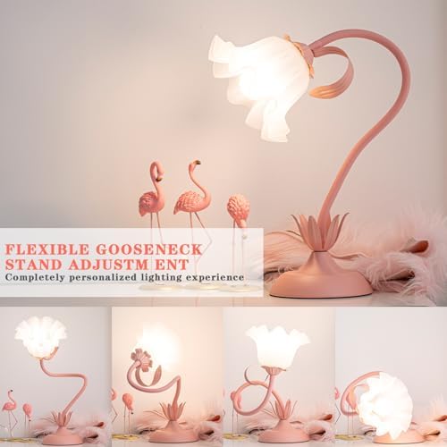 WERFOP Flower Desk Lamp Cute Pink Table Lamp for Bedroom Girls Room - Image 4