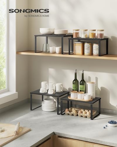 SONGMICS Cabinet Organizer Shelf, Set of 2 Spice Rack, Kitchen Storage - Image 2