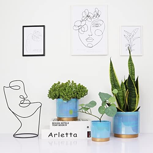Gepege Ceramic Pots for Plants, Rainbow Pearl Glaze Planter with Drainage Hole, 6.0 inch+5.0 Inch+4.0 Inch. Indoor-Outdoor Large Round Succulent Orchid Flower Pot - Image 6
