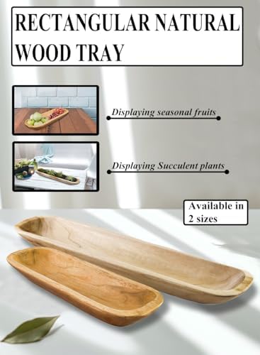 Serene Spaces Living Rectangular Natural Wood Tray – Elegant Centerpiece & Versatile Organizer for Home, Office, Event Decor, 16" Long & 6" Wide, Pack of 8 - Image 6