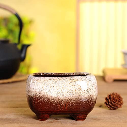 Cute 4.7 Inch Rectangle Ceramic Home Garden Decoration Succulent Cactus Flower Pots Container -Plant Not Included (White) - Image 3