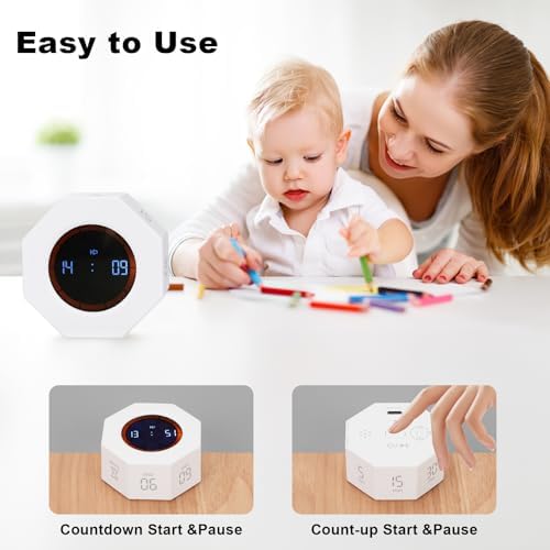 Rechargeable Pomodoro Timer, Small Gravity Timer (Pearl White) - Image 3