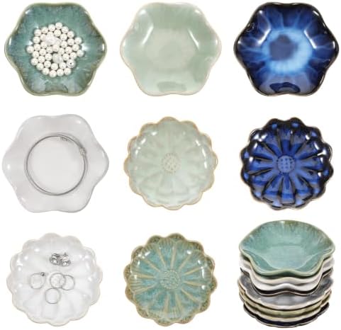 8 Pcs Ceramic Jewelry Dish Lotus Leaf Trinket Bowl Flower Ring Holder Tray by Unknown
