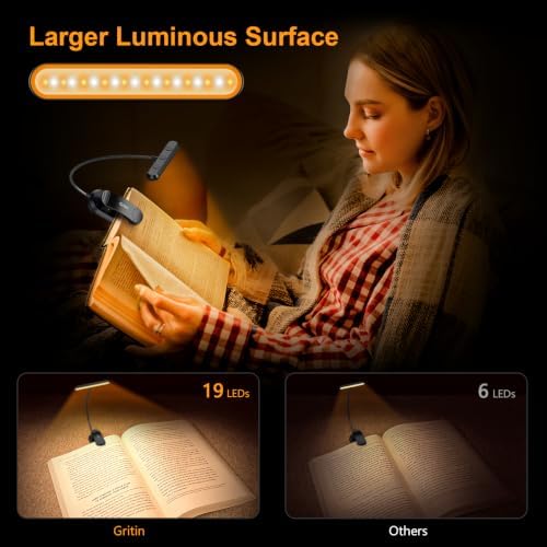 Gritin Rechargeable Book Light for Reading in Bed with 19 LED - Image 4
