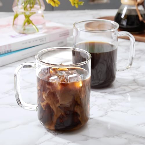 Glass Coffee Mugs, 24 oz Ice coffee cups, Large Clear Tea Cups Set of 6, Glass Mugs with Handles, Glass Cups for Latte, Cappuccino, and Tea - Image 4