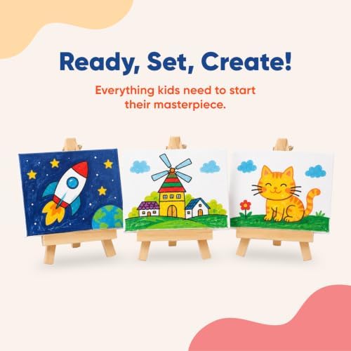 Mini Canvas & Easel Painting Kit Set of 6 - 4x6 Kids Gift & Paint Night - Image 6