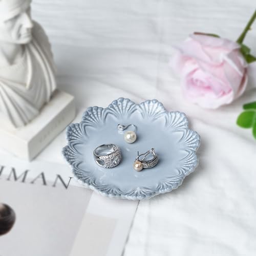 Ceramic Jewelry Dish, Decorative Tray for Rings Earrings Necklaces Bracelet Watch Keys, 4.50" Trinket Tray as Gifts for Women (Antique Shell) - Image 3