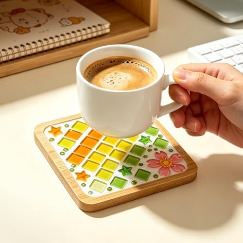 4 Packs Mosaic Coaster Kit, Mosaic Craft Kit for Adults, DIY Mosaic Kit - Image 5