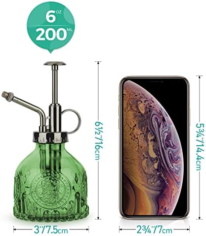 T4U Glass Plant Mister 200ML, Vintage Spray Bottle with Top Pump, Fine Mist Garden Flower Sprayer Small Decorative Spritzer Watering Can Gift for Indoor Outdoor Succulent House Plant (Green) - Image 6
