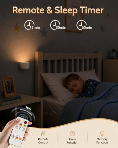 Rechargeable Wall Sconces with Remote, Magnetic Wall Lights, White - Image 3