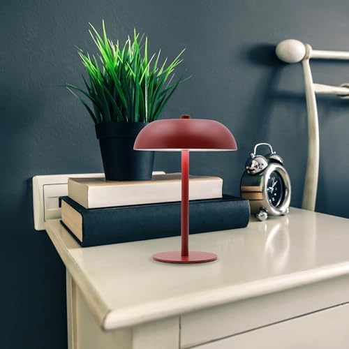 Cordless LED Mushroom Table Lamp, 5200mAh Battery, Dimmable 3 Color, Red - Image 2