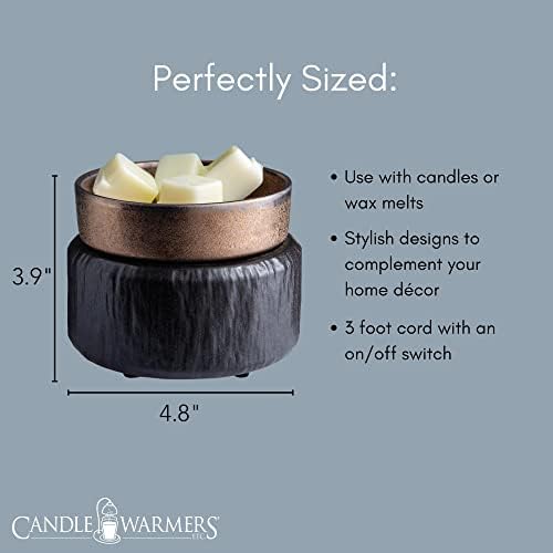 Candle Warmers ETC 2-in-1 Candle and Fragrance Warmer for Warming Scented Candles or Wax Melts and Tarts with to Freshen Room, Primitive Black and Bronze - Image 5