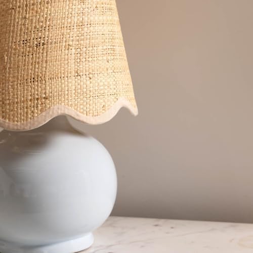 Benton Ceramic Table Lamp with Fabric Shade – 13" Bedside Accent Lamp for Bedroom, Living Room & Nightstand (Grey) - Image 6