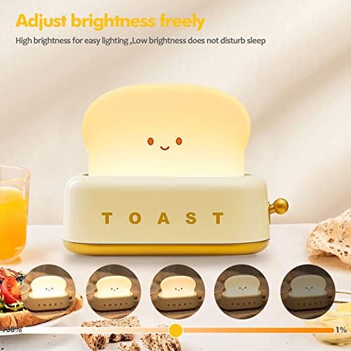 QANYI Small Table Lamp, Cute Toast Bread LED Bedroom Nightstand Light with Timer and Rechargeable, Cool Birthday Gift for Baby Kids Children Girls Boys - Image 3