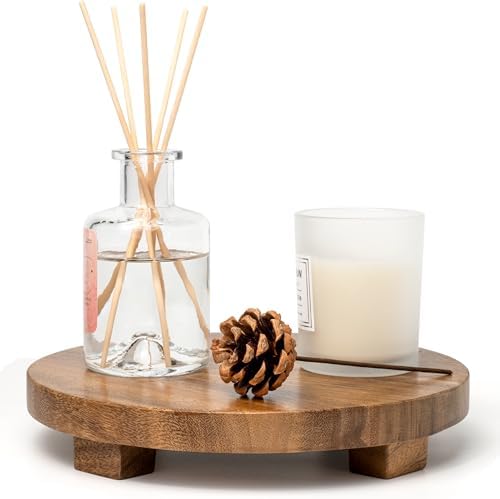 Round 9.4" Acacia Wood Decorative Tray by Zurklulu