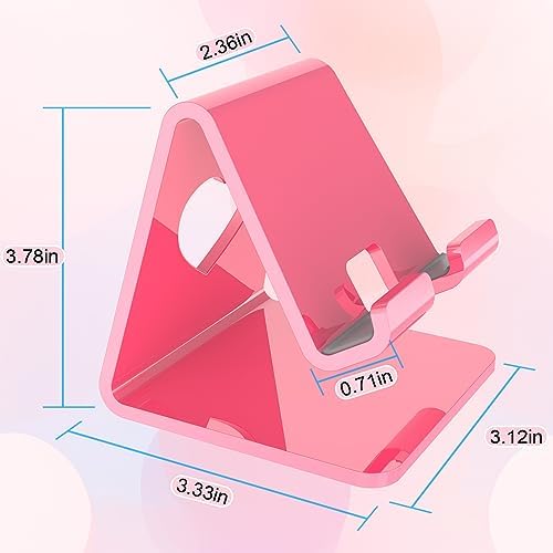 Crpich Acrylic Cell Phone Stand, Portable Phone Holder, Pink Phone Stand for Desk, Compatible with Phone16 15 14 13 12 Pro Max Mini 11 SE, Switch, Android Smartphone, Pad, Tablet, Desk Accessories - Image 3