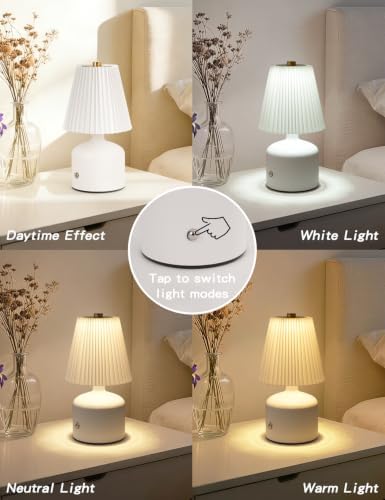 Small Table Lamp, Rechargeable Lamp with 3 Color Stepless Dimming - Image 2