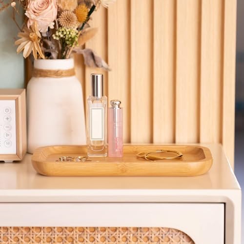 Bamboo Vanity Tray, Bathroom Counter Tray, Toilet Tank Top Tray for Organizing and Decor Display, 11.8 x 5.1 x 0.8 inch - Image 3