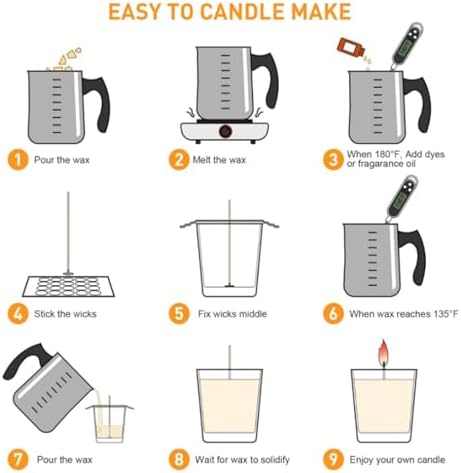 Candle Making Kit for Adults and Beginners - Heating Stove + Pouring Pot + Thermometer + Soy Wax (500g), Candle DIY Tools - Image 6