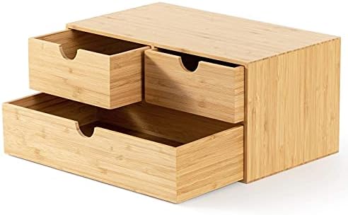 Bamboo Desk Organizer with Drawers, 3-Drawer Desktop Storage Box - Image 6