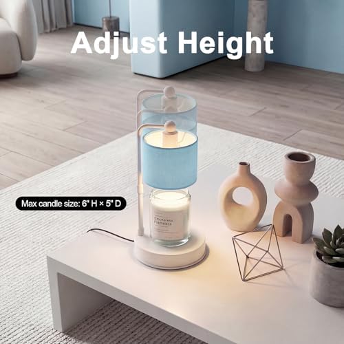 Candle Warmer Lamp with Timer, Dimmable Candle Wax Warmer, Height Adjustable Electric Candle Lamp Warmer with 2 Bulbs, Gifts Idea for Women Her, Mom, Vintage Home Decor for Bedroom-Blue - Image 3