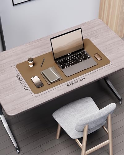 YSAGi Double-Sided Desk Pad, 31.5"x15.7"Leather Desk Mat, Eco Cork Desk Pad Protector,Large Mouse Pad,Waterproof Desk Blotter for Office/Home(Khaki) - Image 2